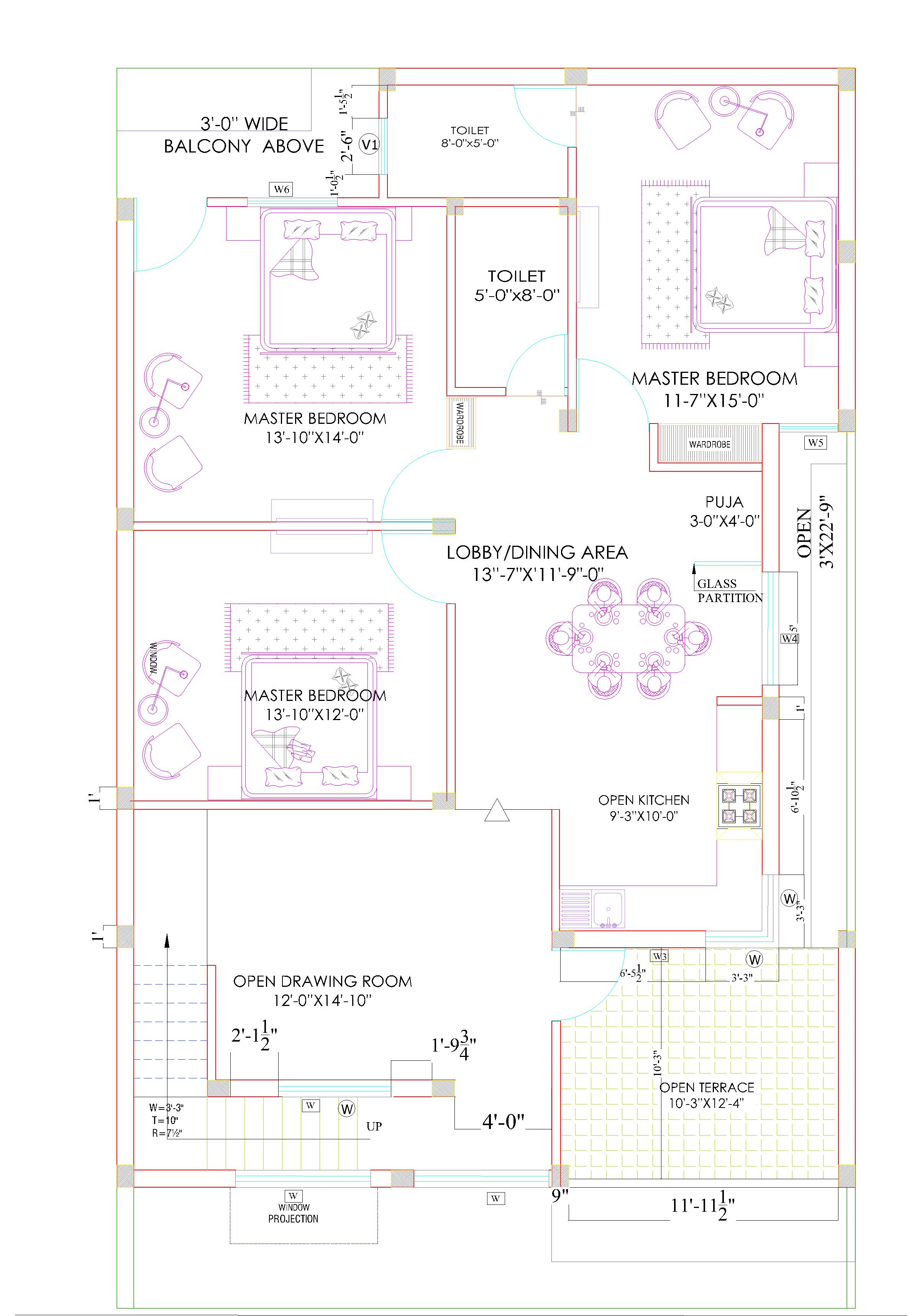 First floor plan for custom modern residence by Global Architects Dehradun